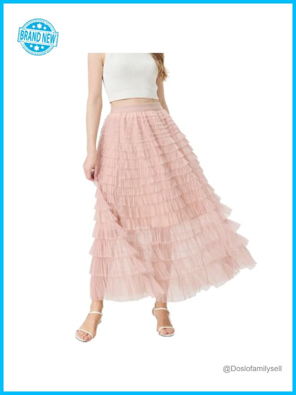 Tulle Maxi Skirt A-Line Tiered Layered High Waisted Flowy Sheer Women's